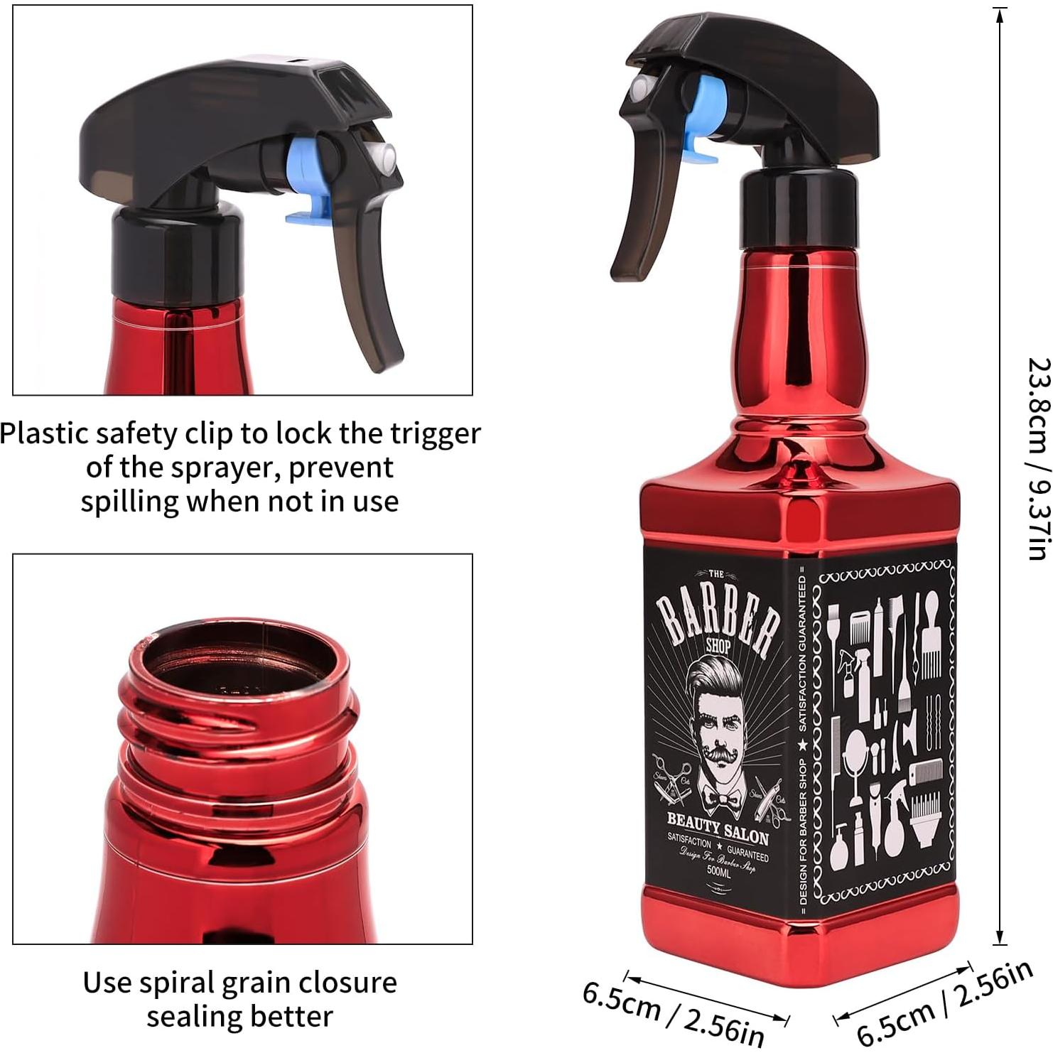 Botella de Spray para Cabello ZIBARBER 500ml Rojo