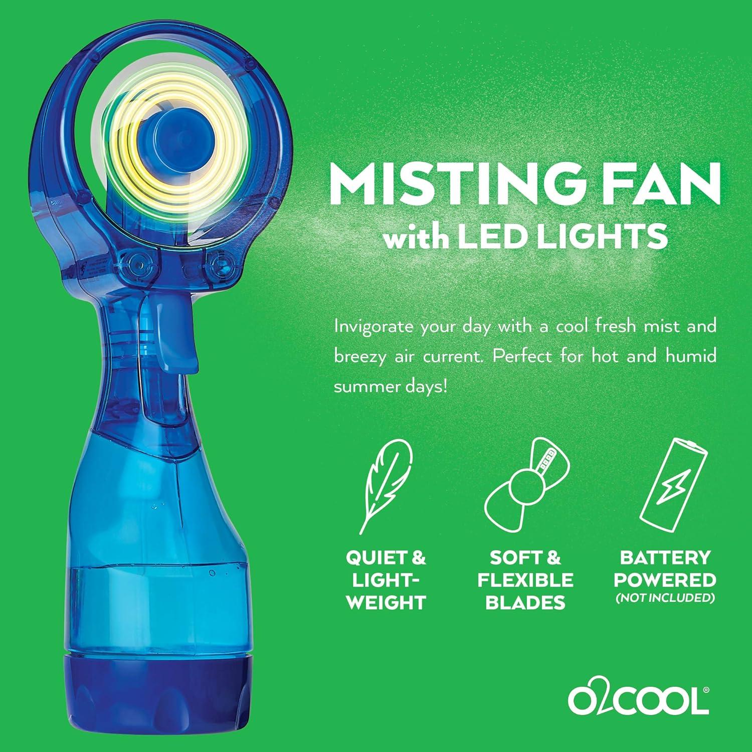 Ventilador de Mano O2COOL Deluxe con Rocío LED Frambuesa