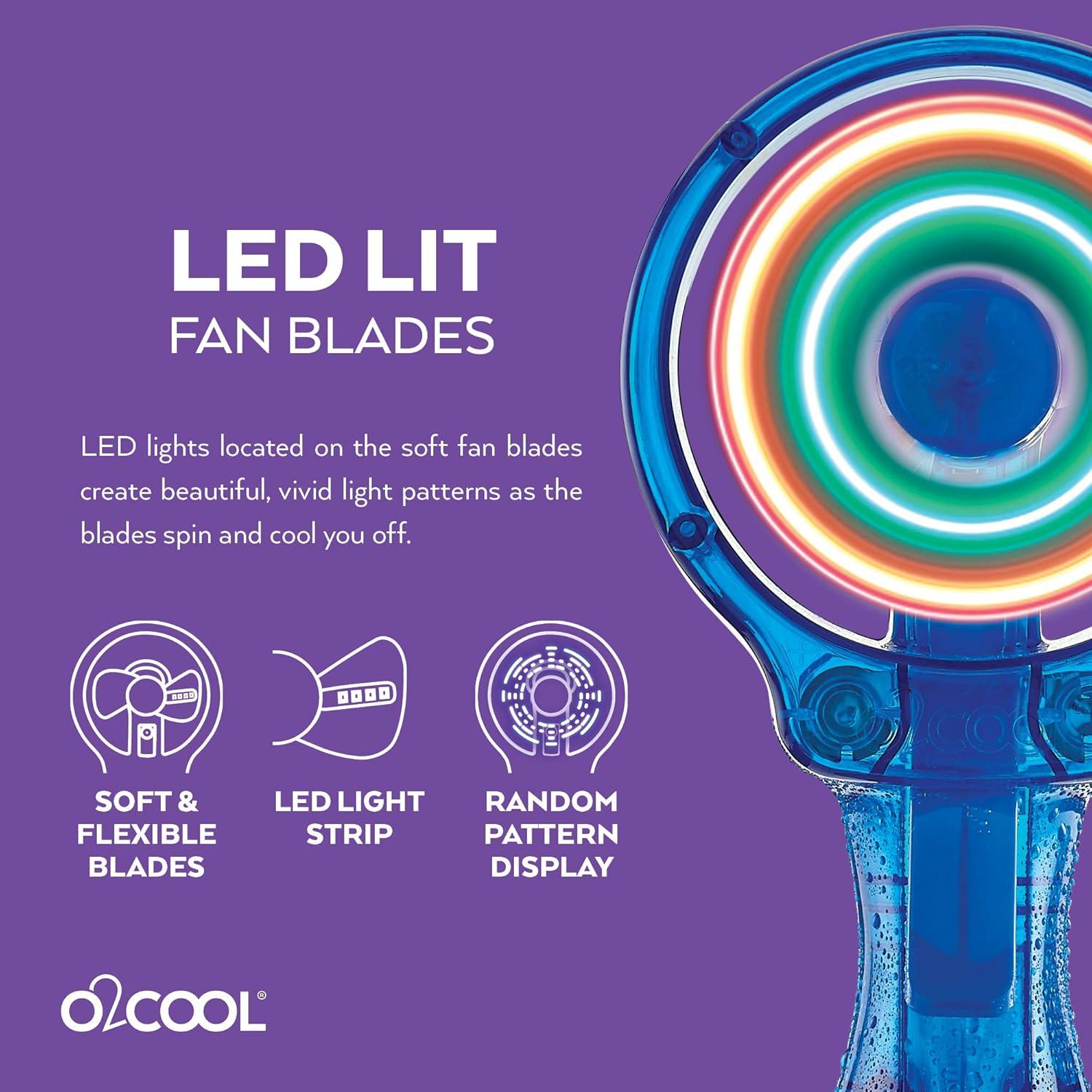 Ventilador de Mano O2COOL Deluxe con Rocío LED Frambuesa