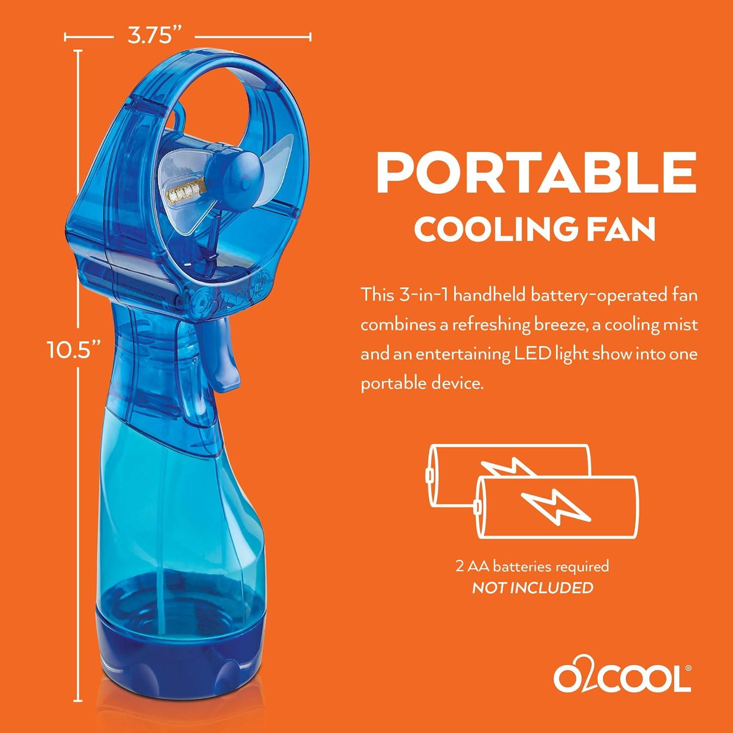 Ventilador de Mano O2COOL Deluxe con Rocío LED Frambuesa