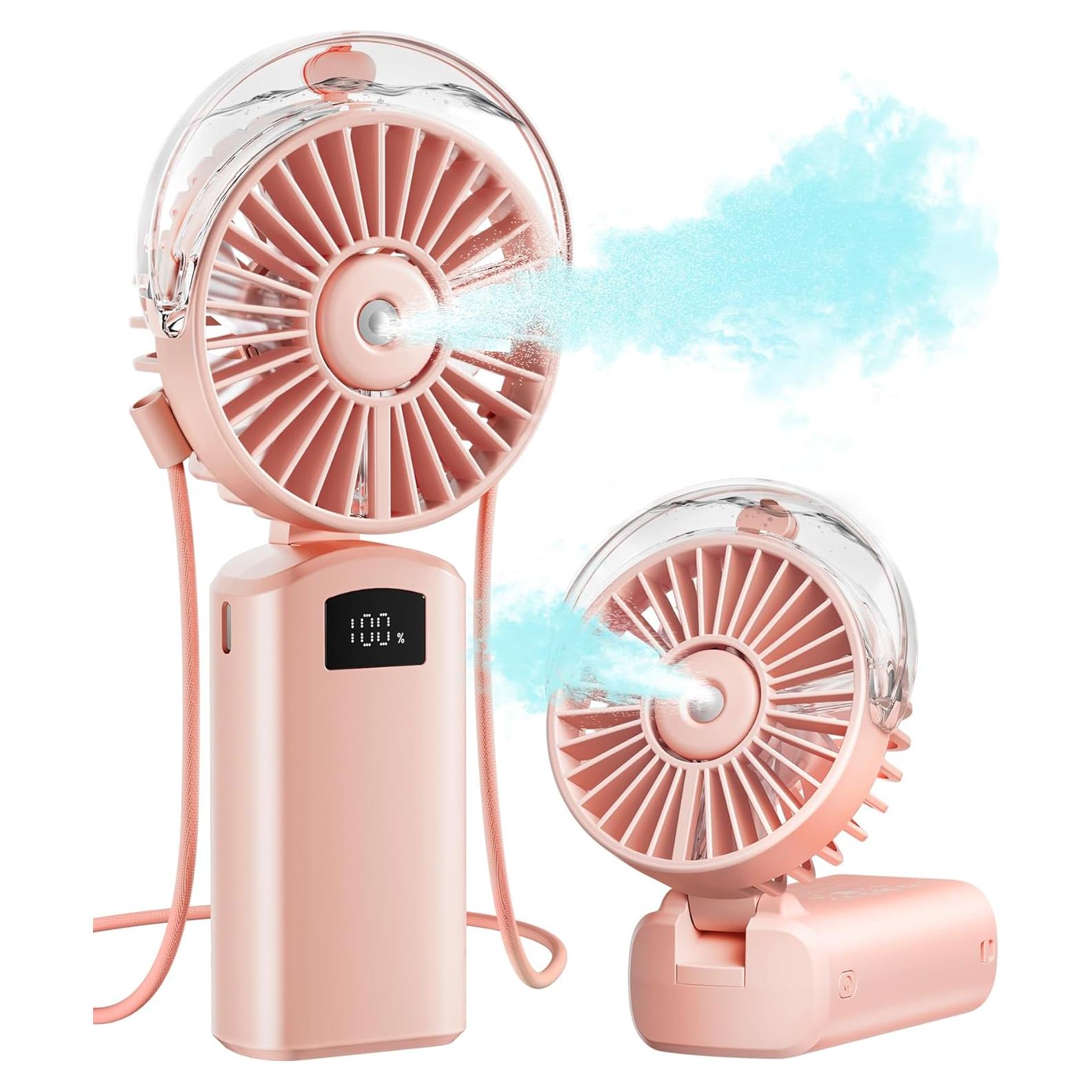 Ventilador Portátil Gaiatop HF-07 con Nebulización Rosa