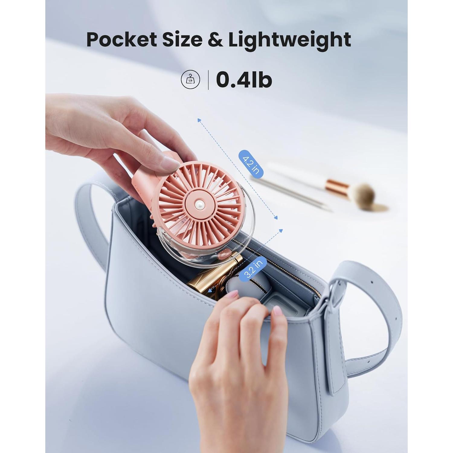 Ventilador Portátil Gaiatop HF-07 con Nebulización Rosa