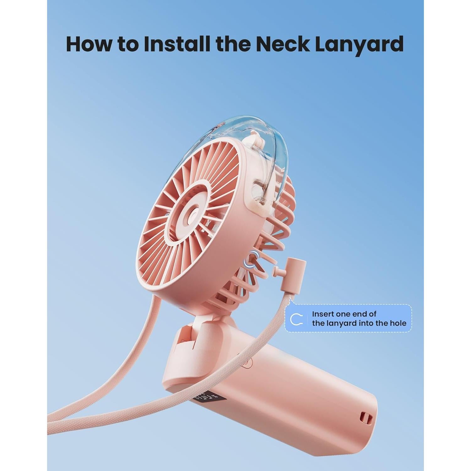 Ventilador Portátil Gaiatop HF-07 con Nebulización Rosa