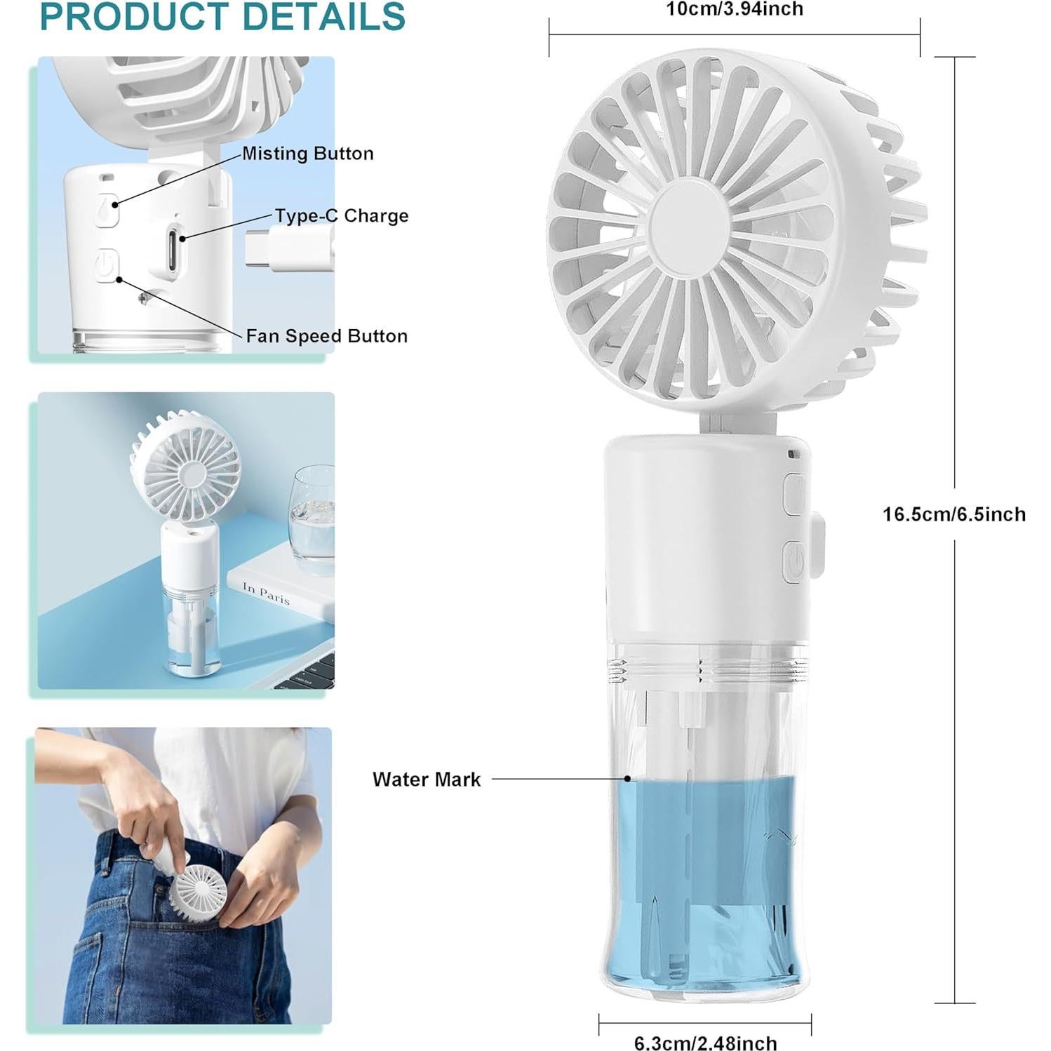 Ventilador de Nebulización Frelisiy F2 Blanco 1500mAh 4 Velocidades