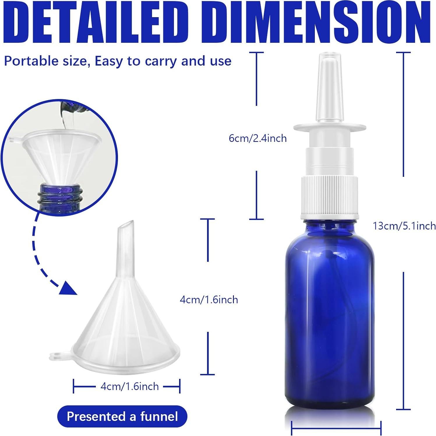 Botellas de Spray Nasal Cupohus 30ml Vidrio Azul 3 Pcs