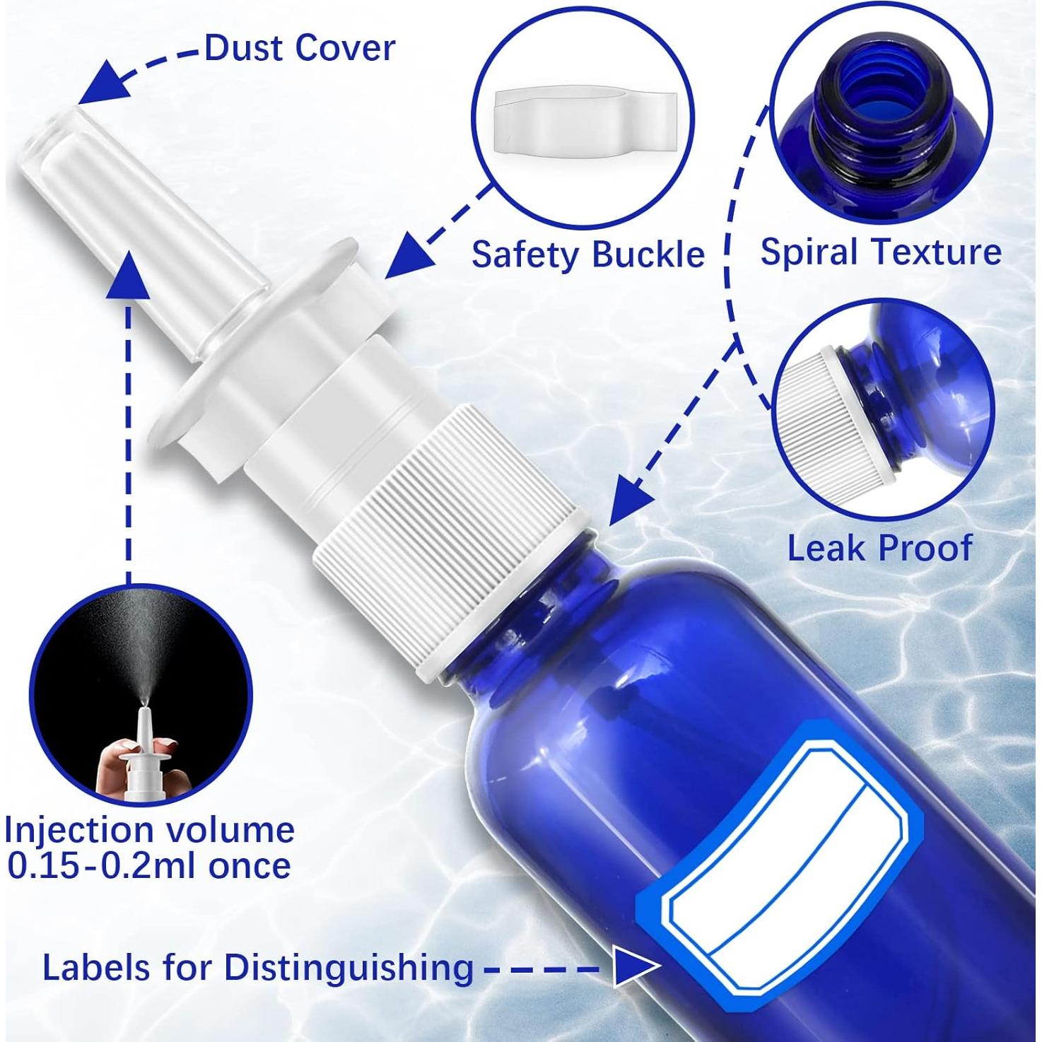 Botellas de Spray Nasal Cupohus 30ml Vidrio Azul 3 Pcs