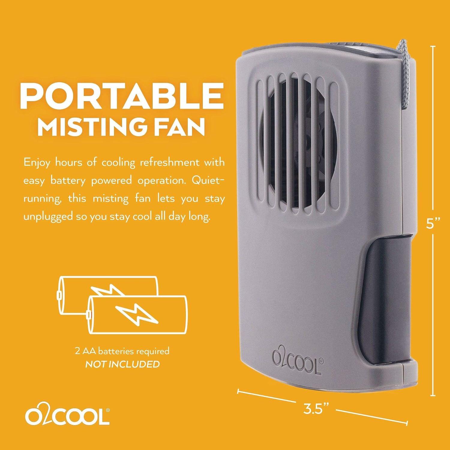Ventilador Personal Portátil O2COOL con Rocío - Gris