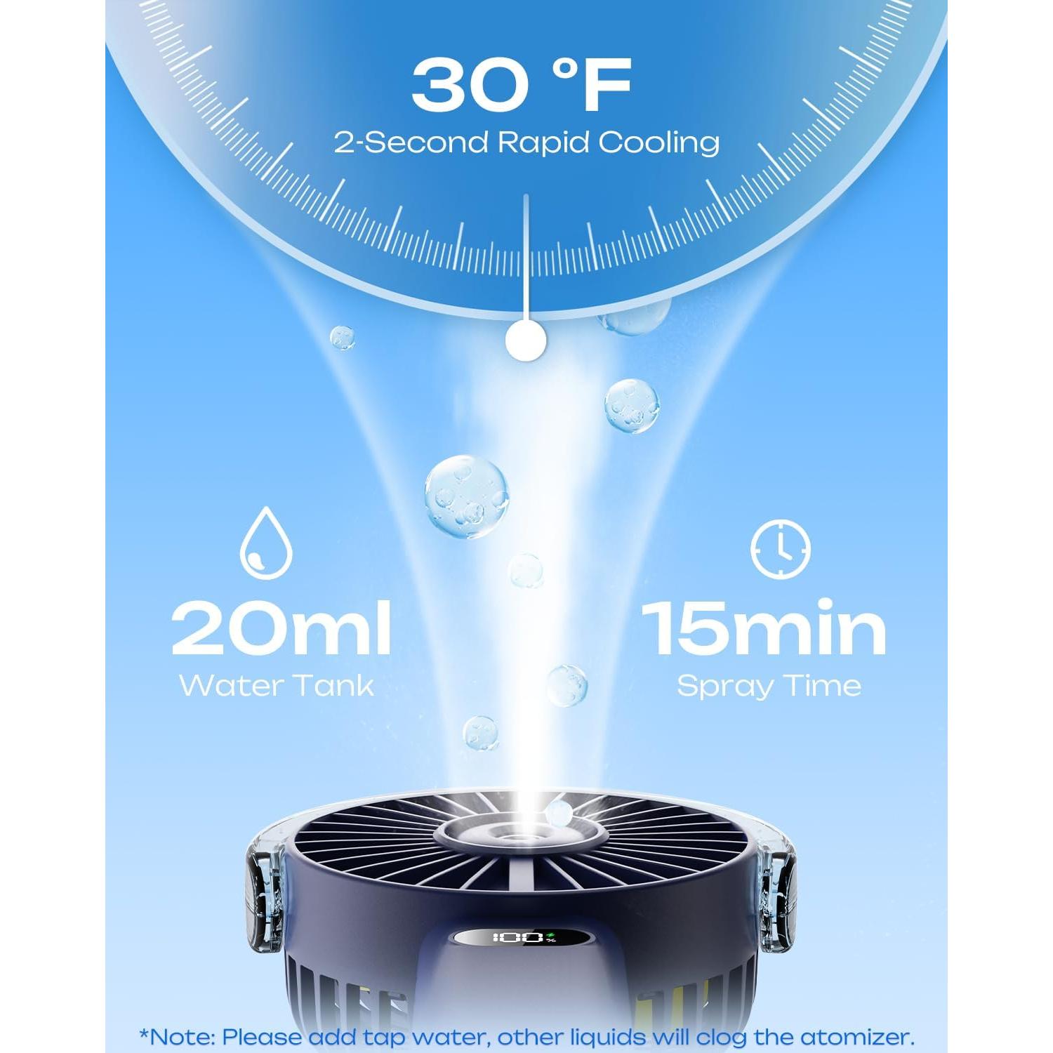 Ventilador de Nebulización Portátil Otlonpe S6, 4 Velocidades, Batería 4000mAh