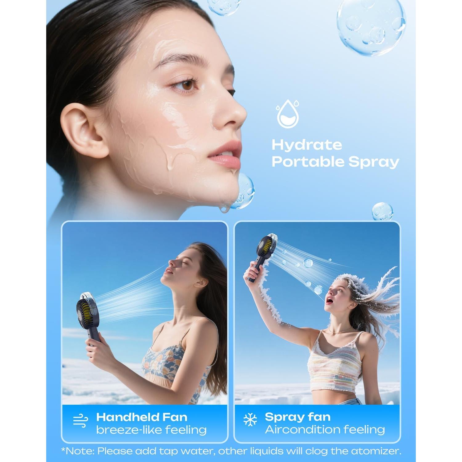 Ventilador de Nebulización Portátil Otlonpe S6, 4 Velocidades, Batería 4000mAh