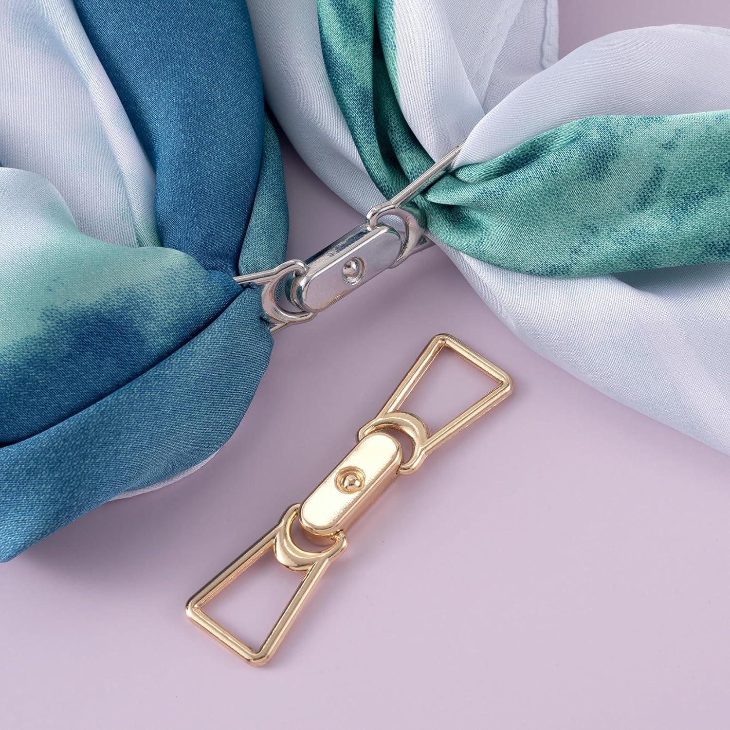 Hebilla de Bufanda de Seda Joez 2 Pcs Cierre Metal Oro Plata