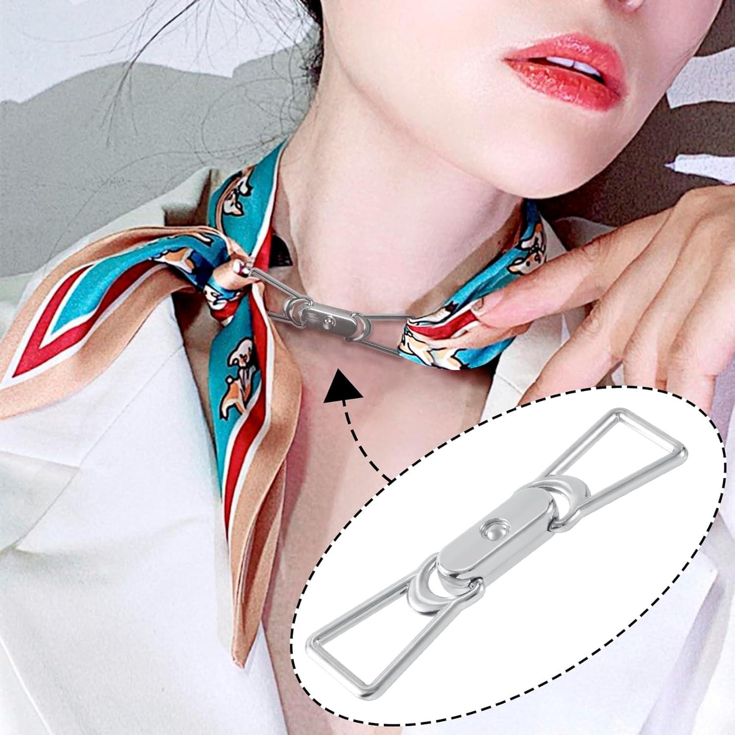 Hebilla de Bufanda de Seda Joez 2 Pcs Cierre Metal Oro Plata