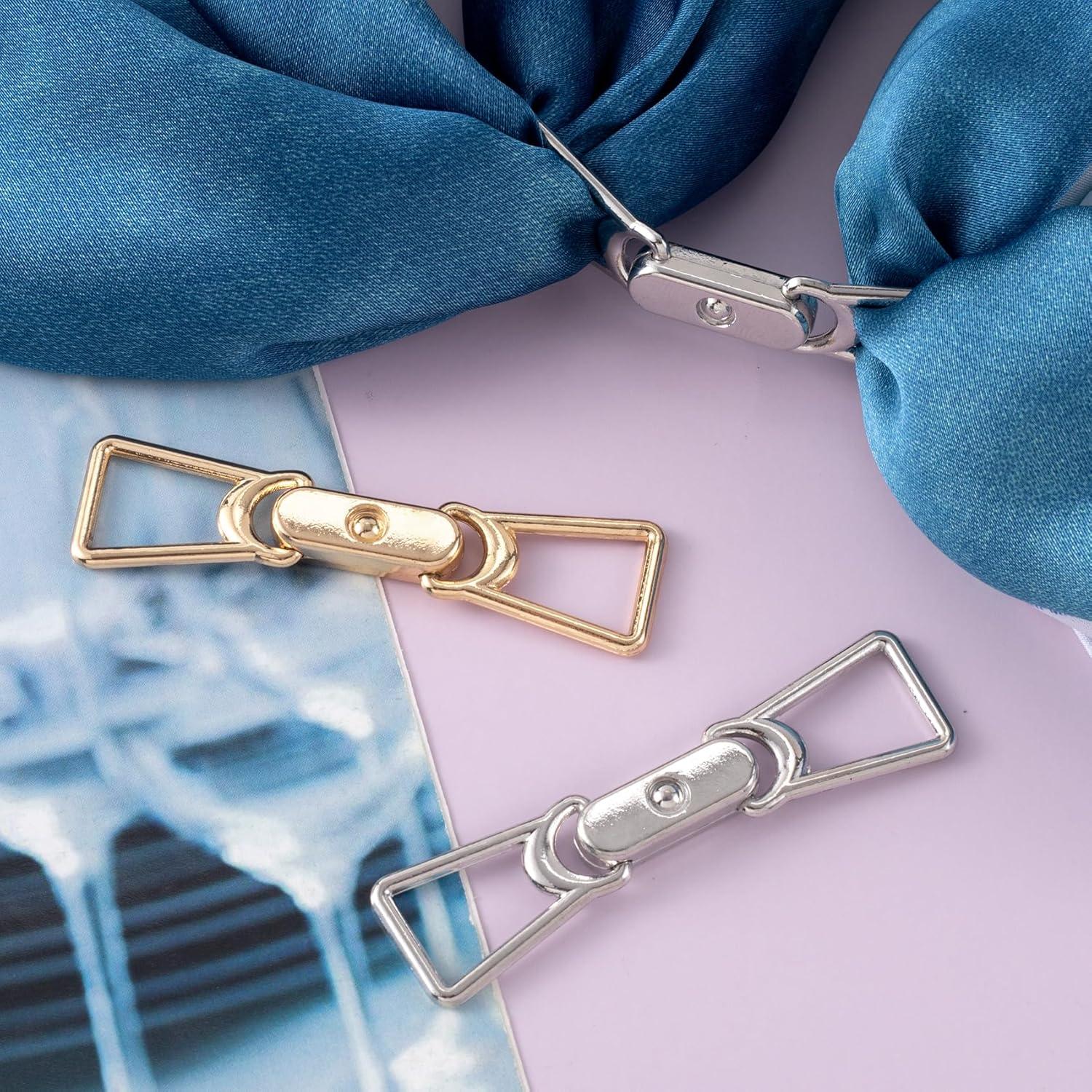 Hebilla de Bufanda de Seda Joez 2 Pcs Cierre Metal Oro Plata