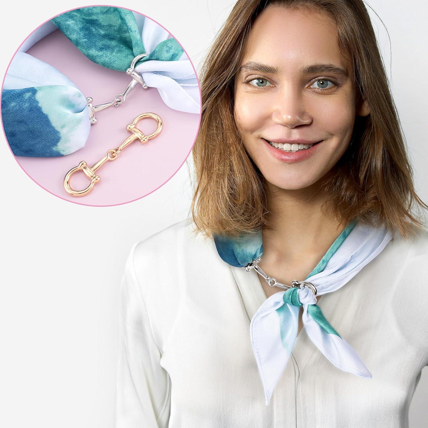 2 Anillos de Hebilla de Bufanda Horsebit Oro Plata - Mujeres