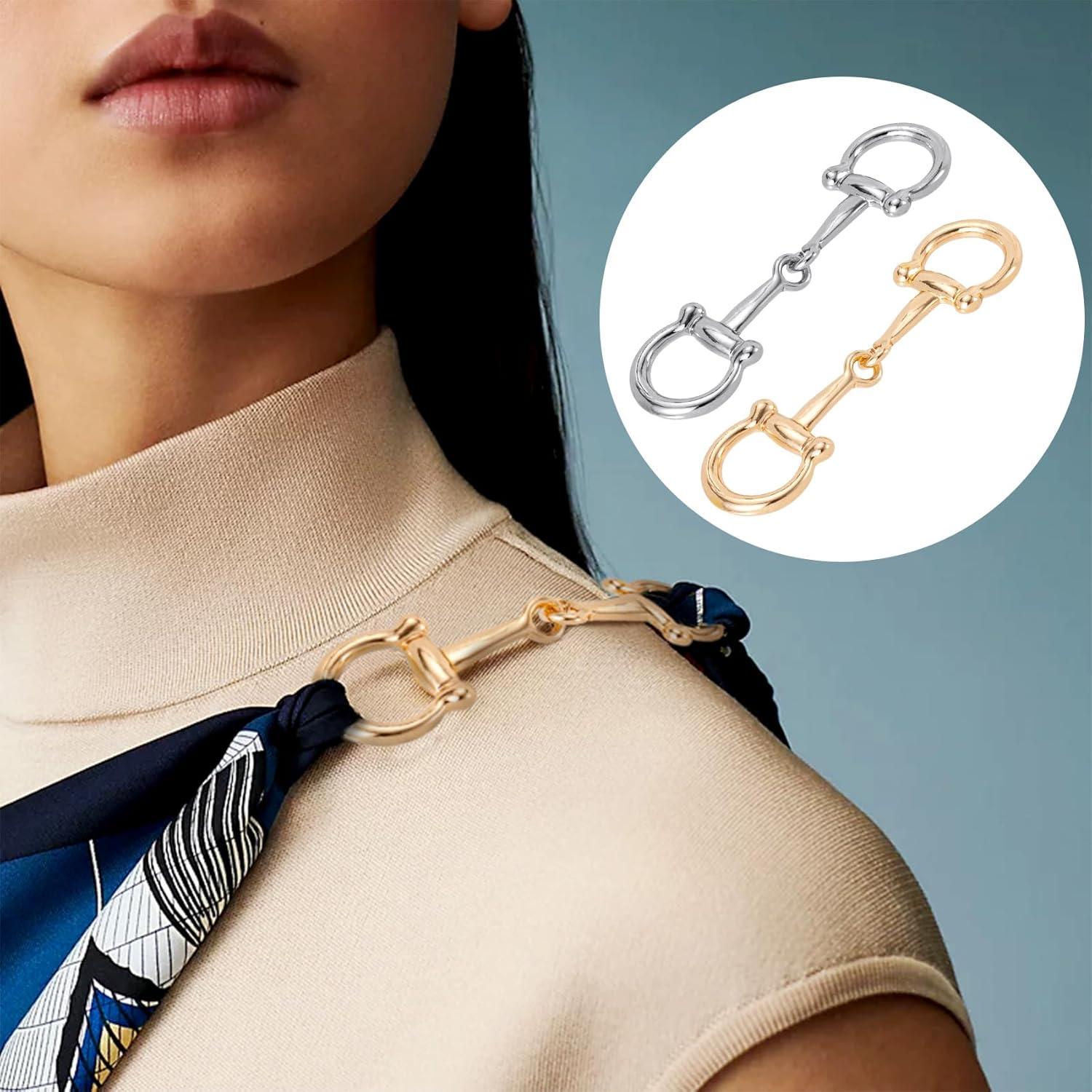 2 Anillos de Hebilla de Bufanda Horsebit Oro Plata - Mujeres