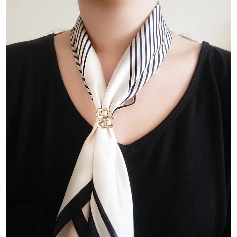 Clip de Hebilla de Bufanda de Seda Minimalista Dtja - Dorado