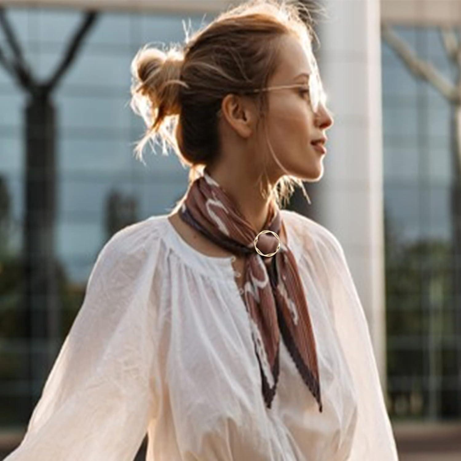 3 Anillos de Bufanda Clip DHATMYC para Mujeres - Oro, Plata, Negro