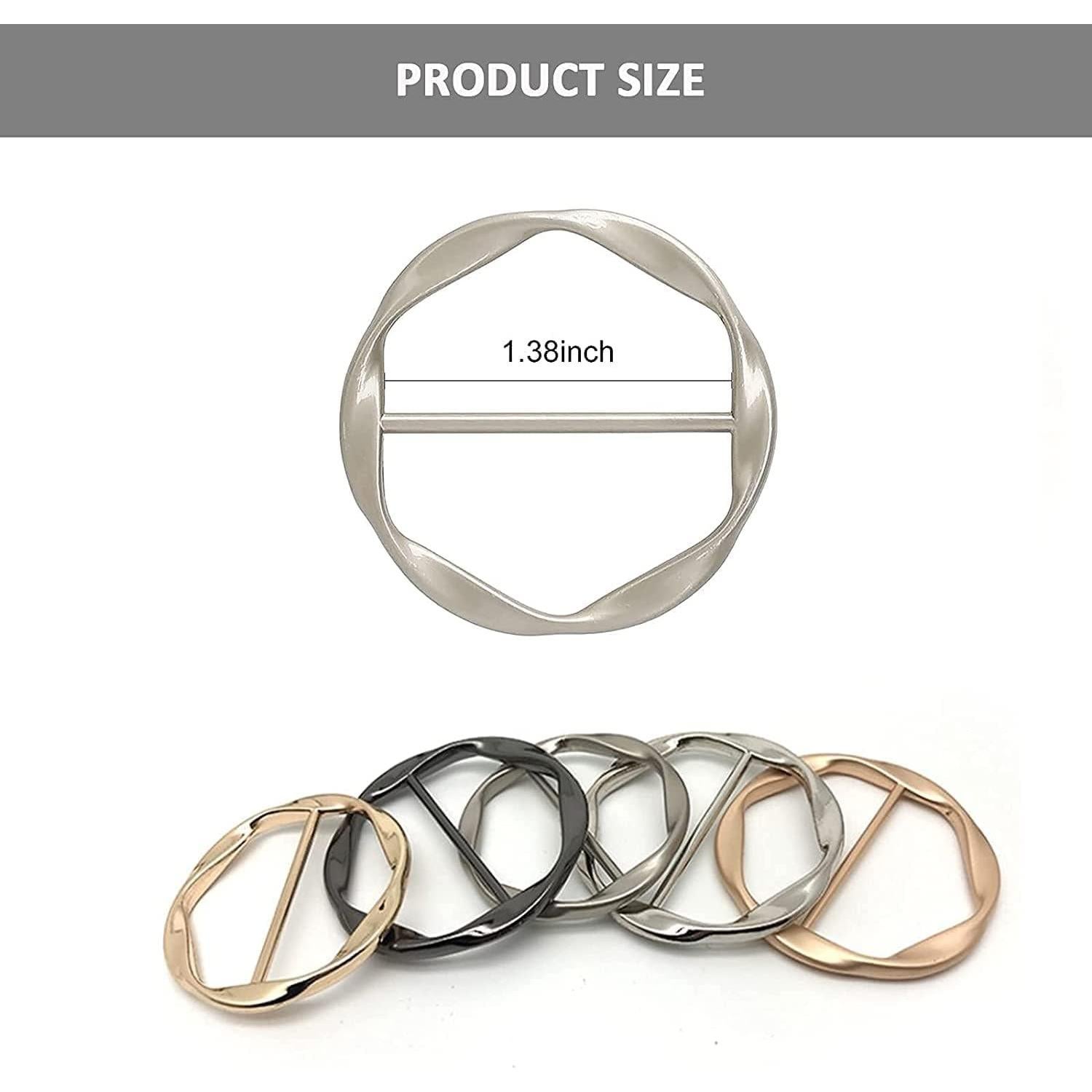 3 Anillos de Bufanda Clip DHATMYC para Mujeres - Oro, Plata, Negro