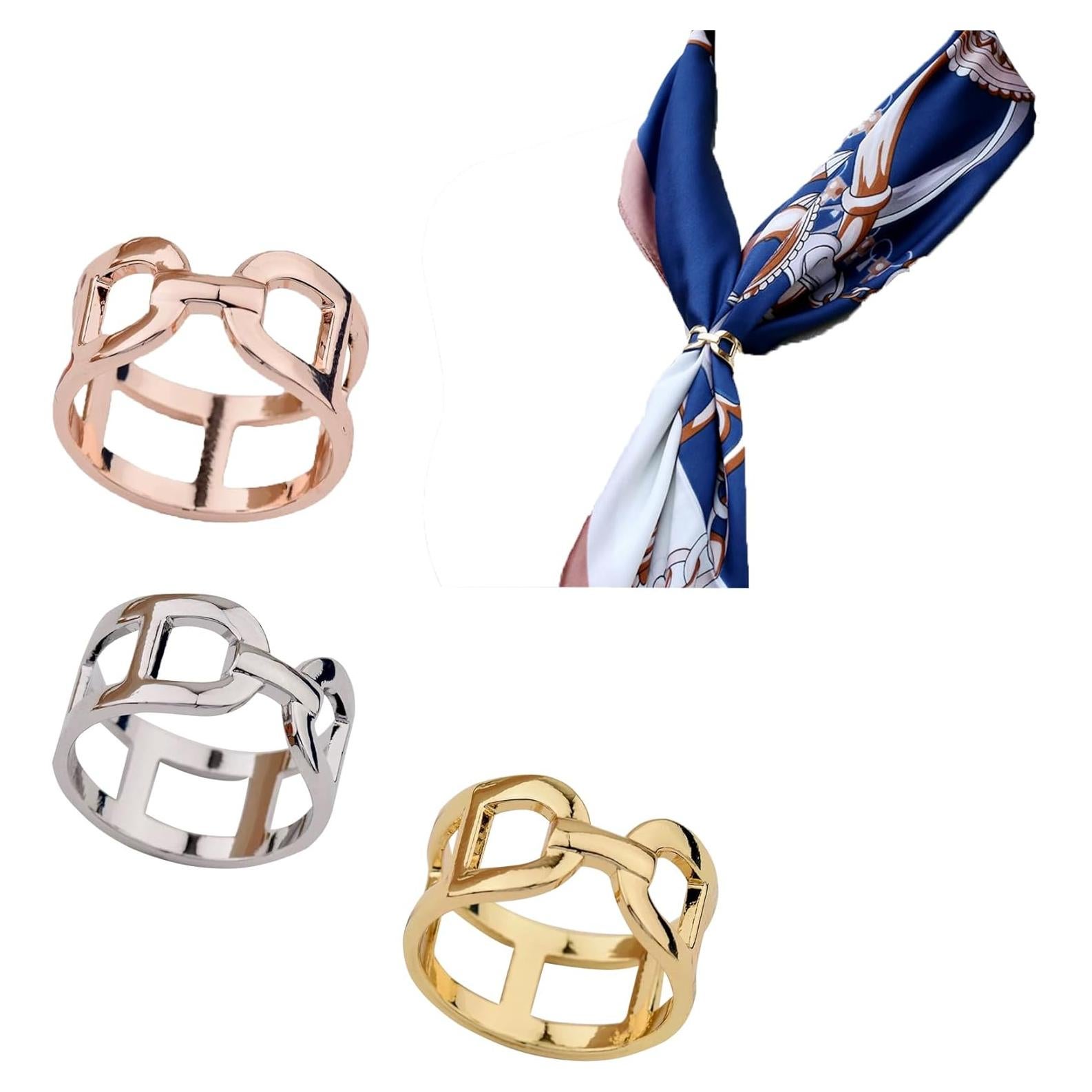 Anillos de bufanda Dielianyi 3PCS - Clips elegantes oro, rosa, plata
