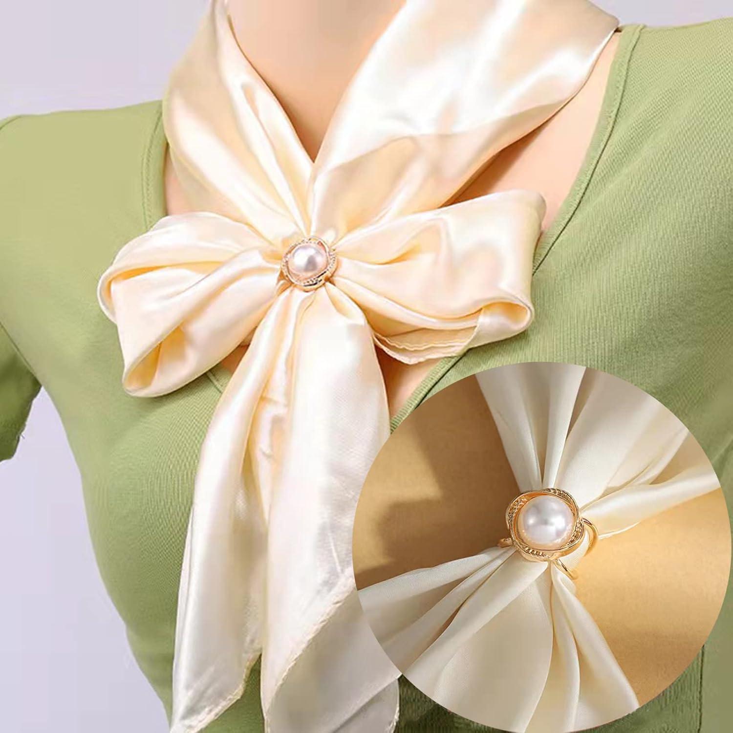 4 Hebillas de Bufanda con Perlas y Rhinestones - Oro y Plata