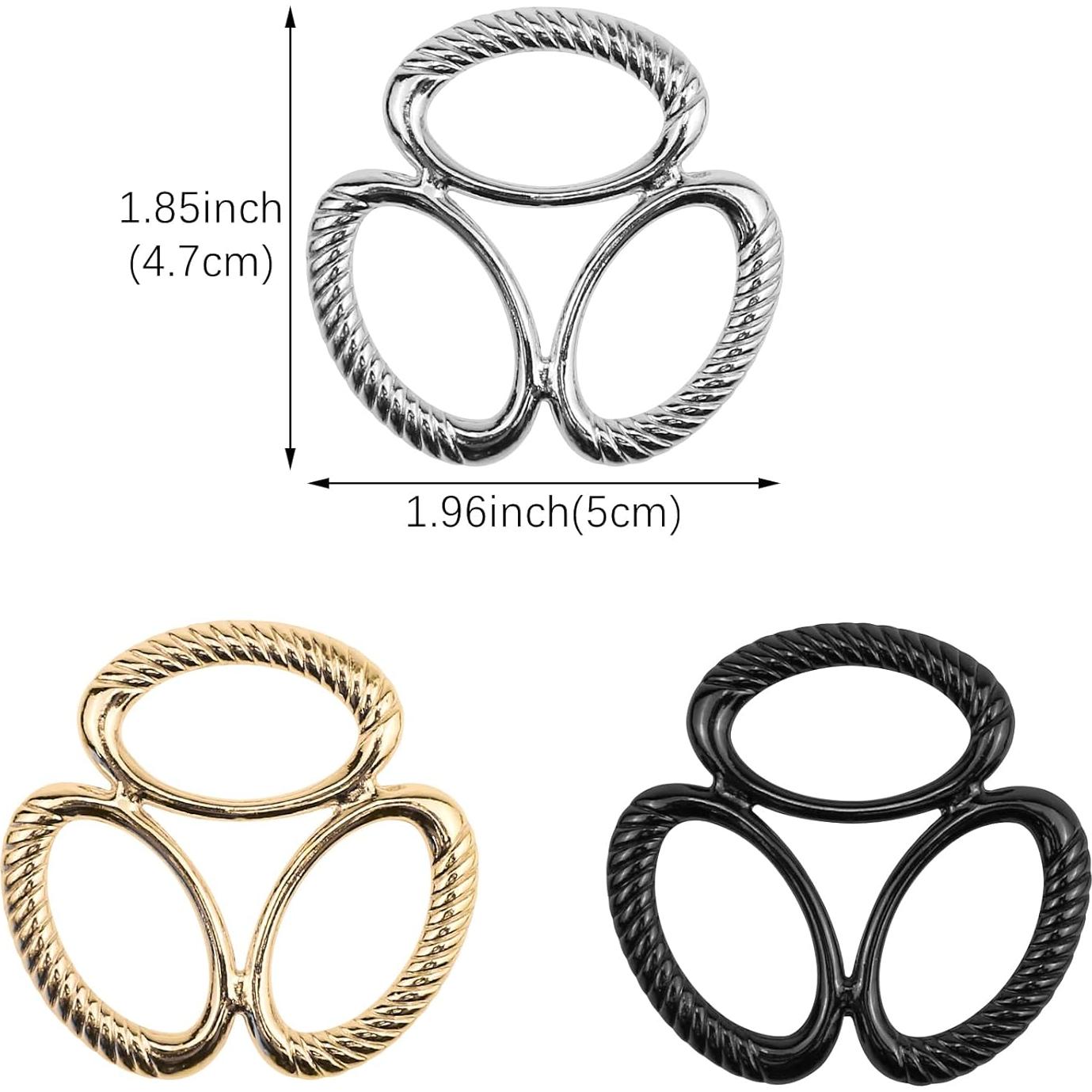 6 Piezas Anillos de Bufanda de Seda Aswewamt - Dorado, Plateado, Negro Mate