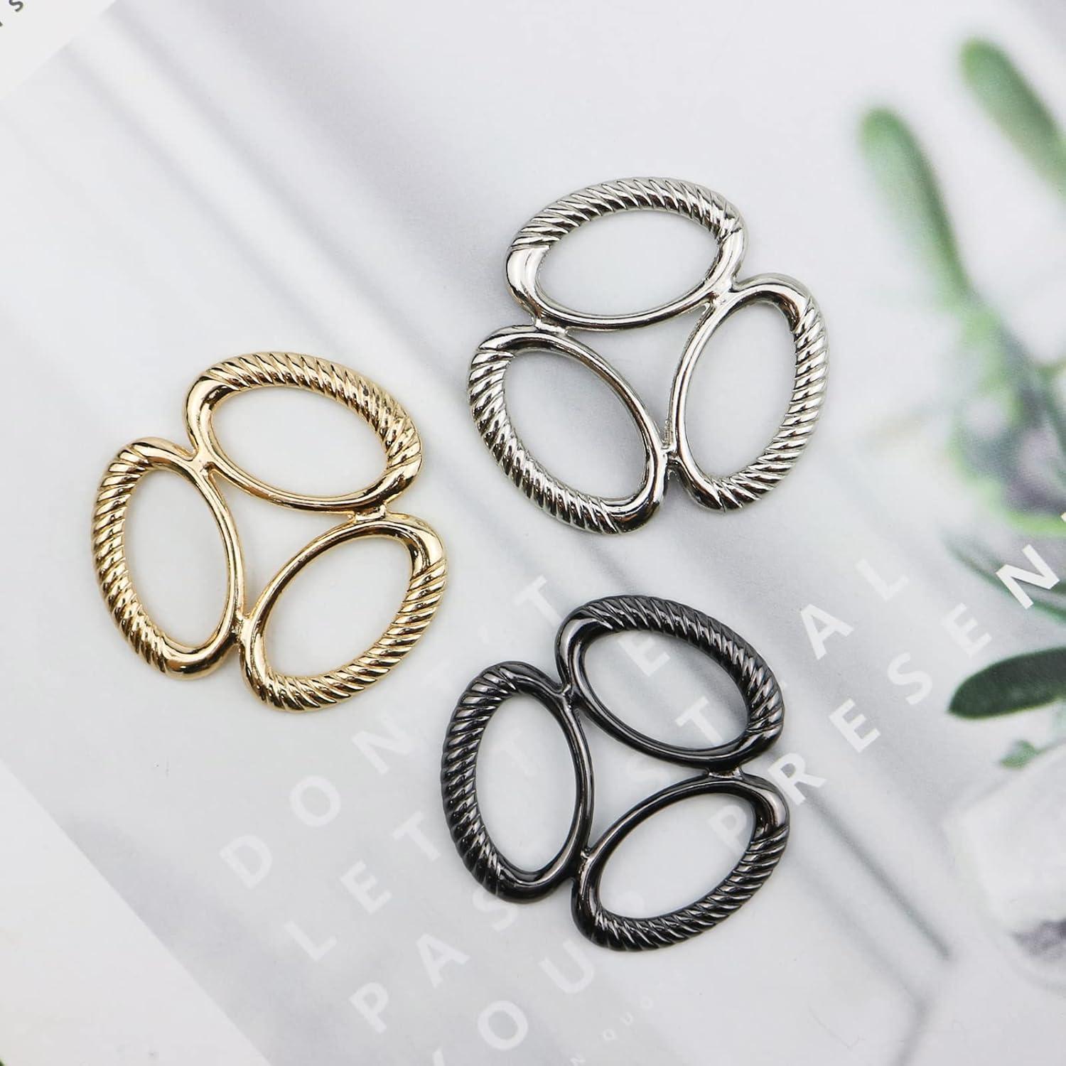 6 Piezas Anillos de Bufanda de Seda Aswewamt - Dorado, Plateado, Negro Mate