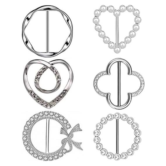 6 Clips de Anillo para Bufanda de Seda Yasowdkel - Aleación de Zinc