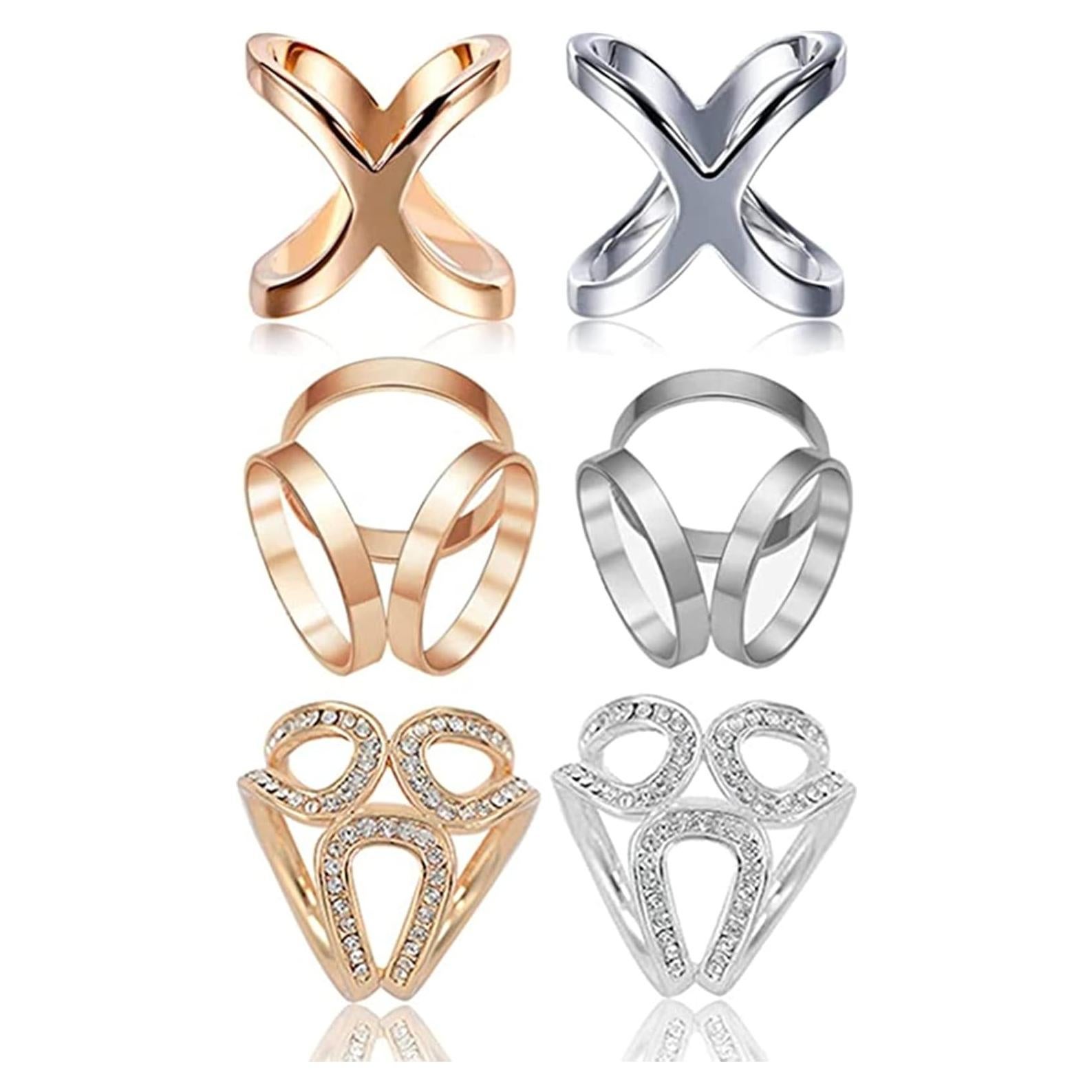 6 Clips de Bufanda de Seda XHBTS con Cristales para Mujeres