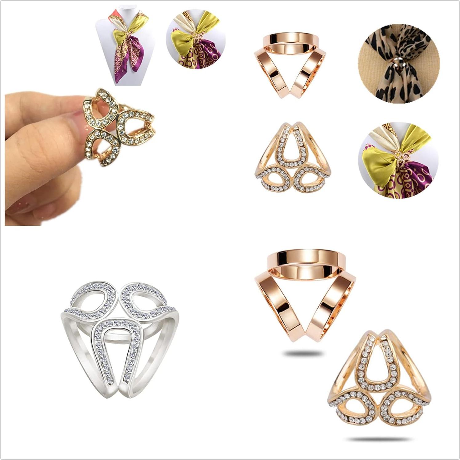 6 Clips de Bufanda de Seda XHBTS con Cristales para Mujeres