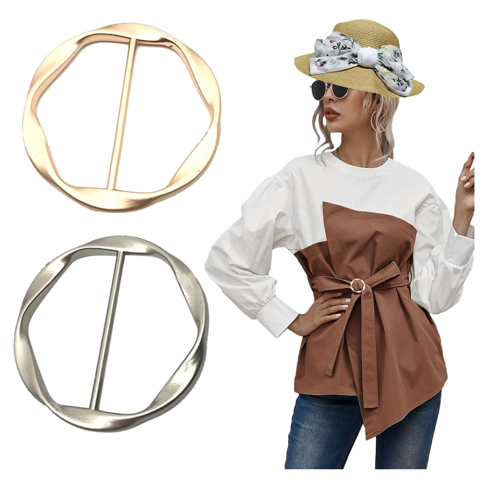 2 Anillos de Bufanda de Seda Clip Moda XUZHAN Oro y Plata