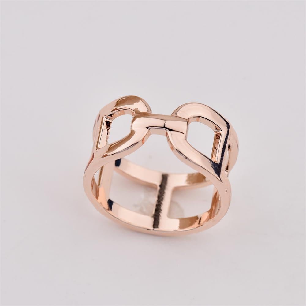Anillo de Banda Ancha Minimalista Oro Rosa para Mujeres