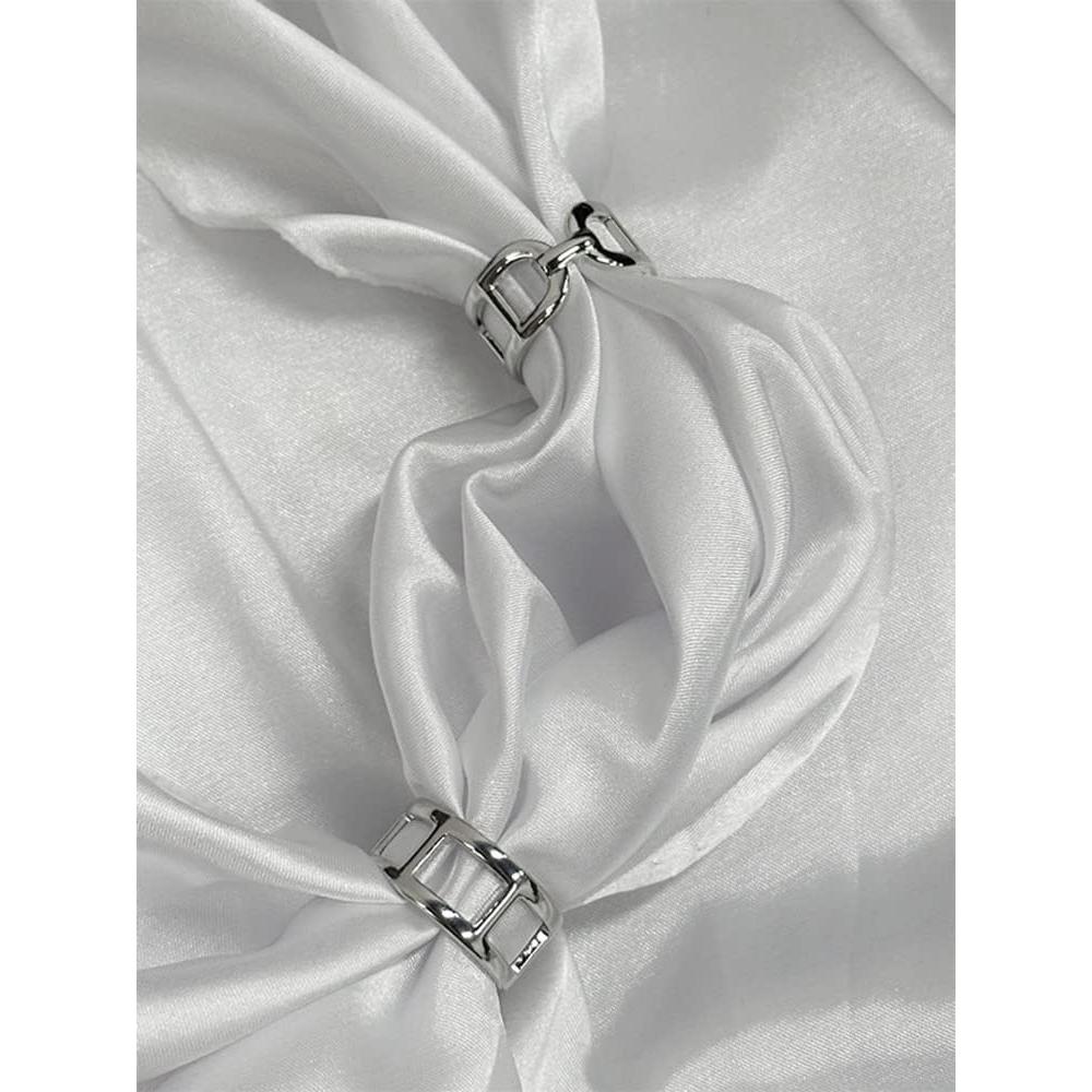 Clip de Bufanda de Seda con Cadena Gruesa Dtja - Tono Plateado