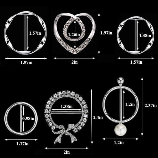 6 Clips de Anillo para Bufanda de Seda Yasowdkel - Aleación de Zinc