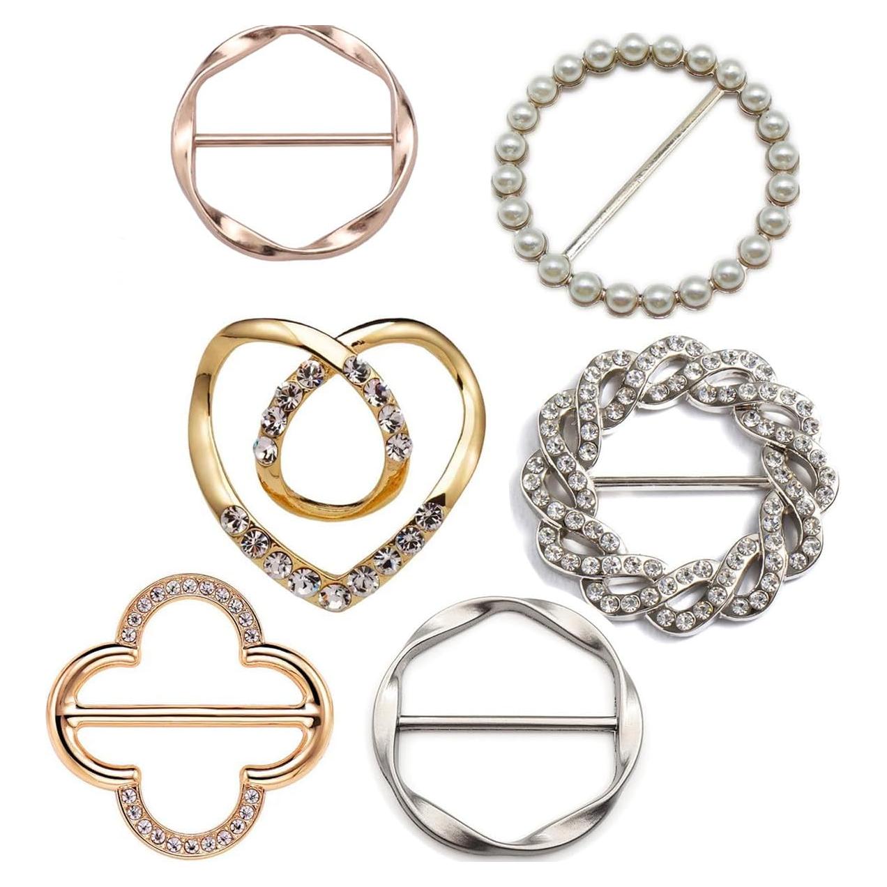 6 Clips de Bufanda de Metal MULTILUX con Rhinestone - Accesorios