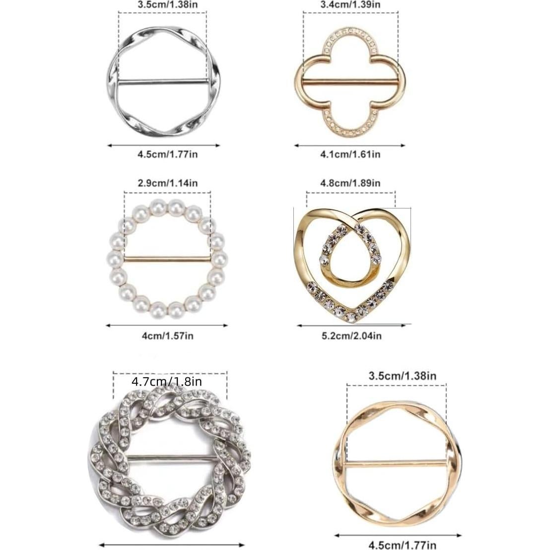 6 Clips de Bufanda de Metal MULTILUX con Rhinestone - Accesorios