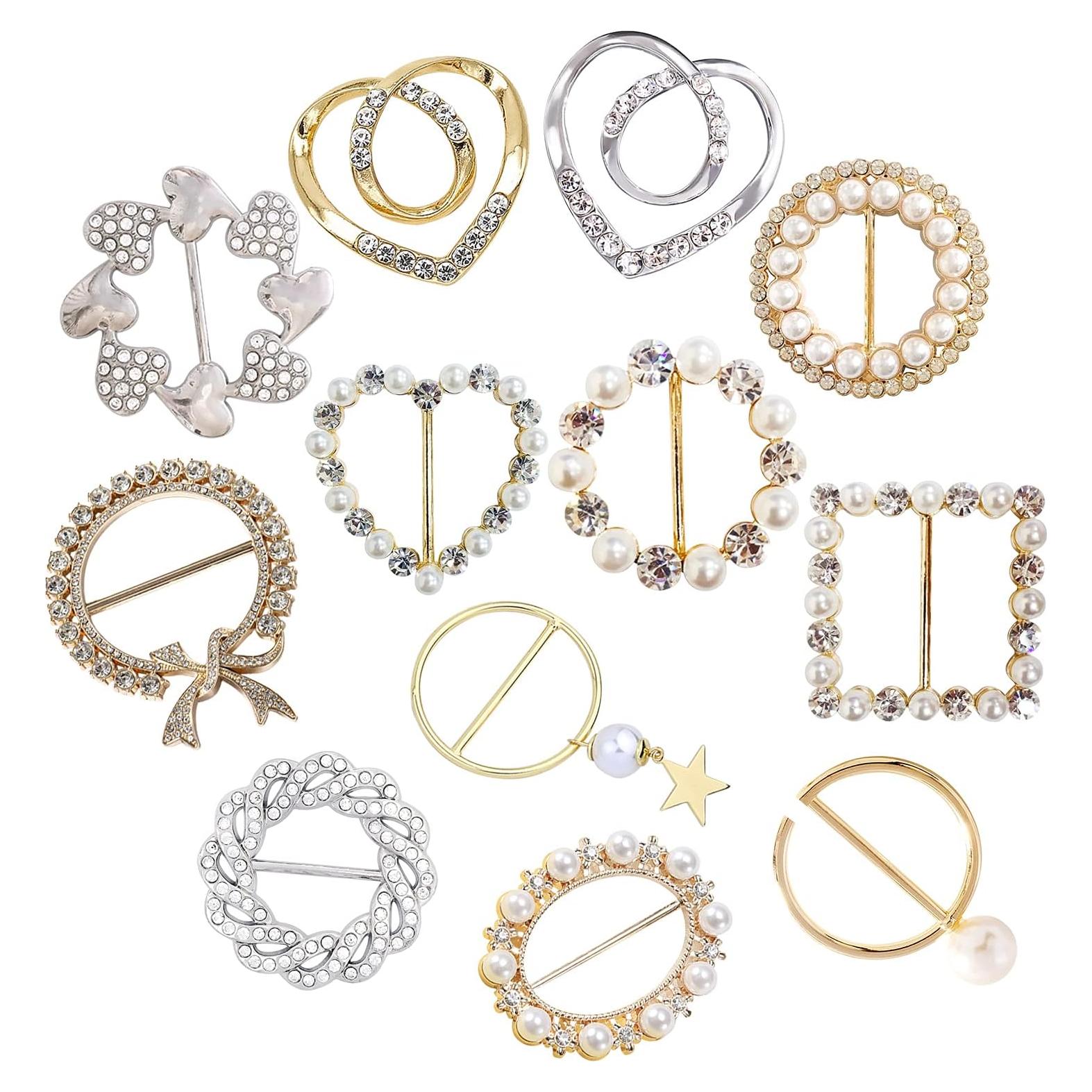 Clips de Bufanda y Corbata TXZWJZ - 12 Piezas con Perlas y Strass