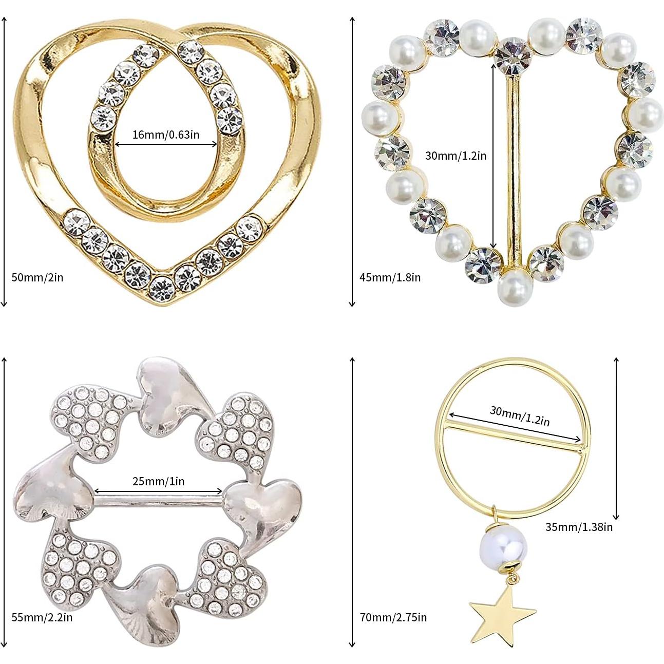 Clips de Bufanda y Corbata TXZWJZ - 12 Piezas con Perlas y Strass