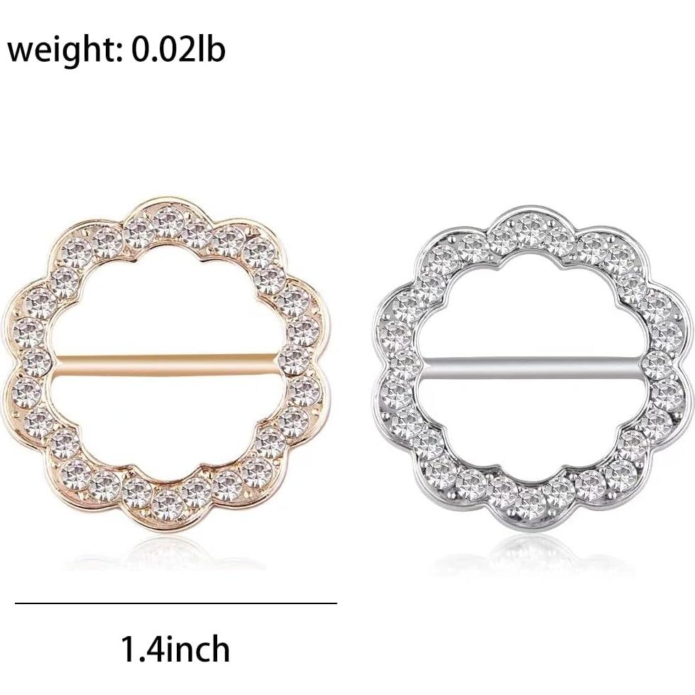 Anillo de Bufanda ROFARSO 2 Piezas Flor Cristal Rhinestone