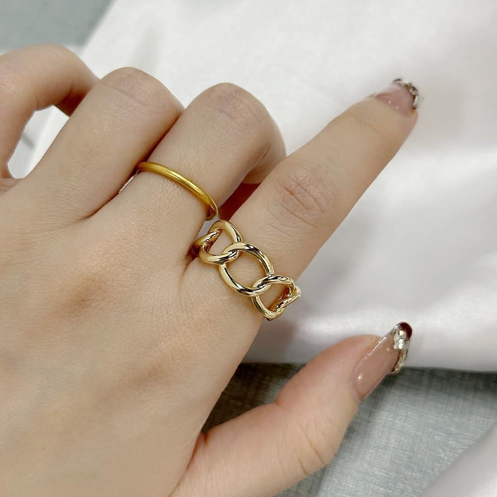 Anillo Broche de Bufanda de Seda Oro con Cadena de Enlace 1x2.3cm