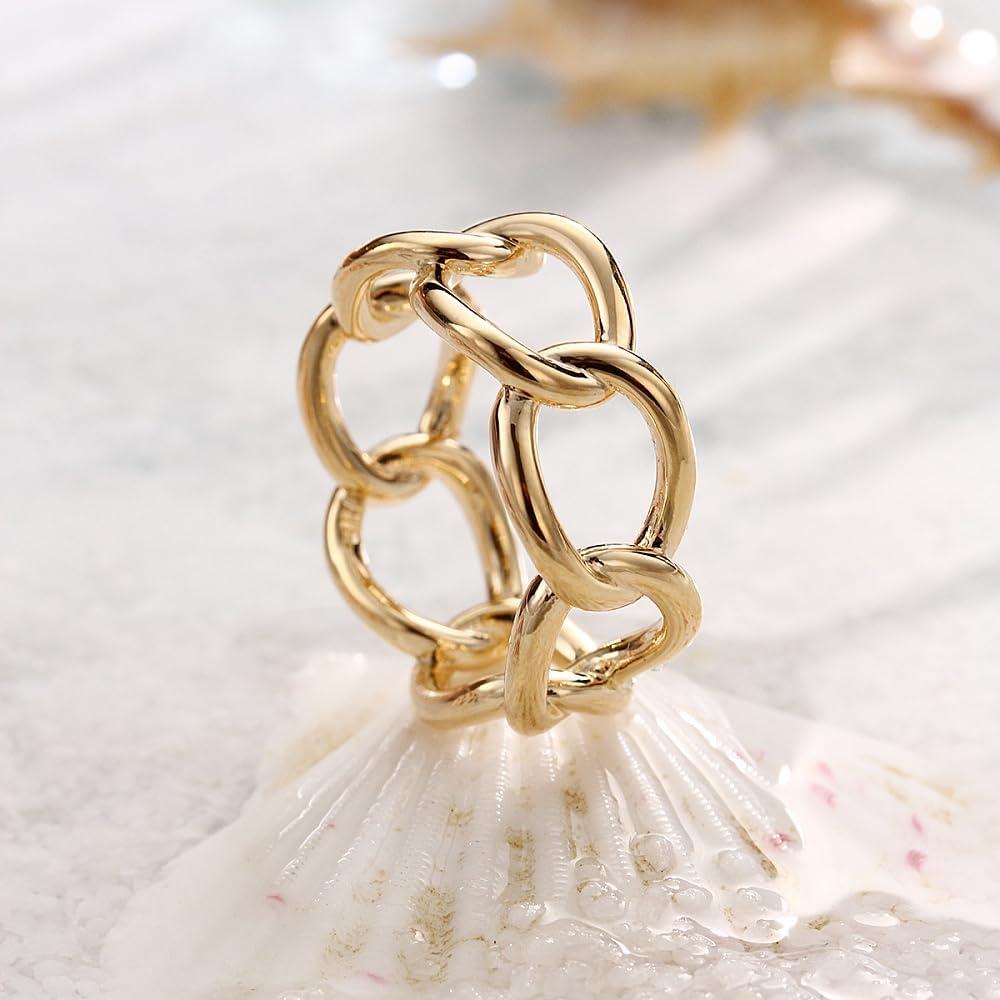 Anillo Broche de Bufanda de Seda Oro con Cadena de Enlace 1x2.3cm