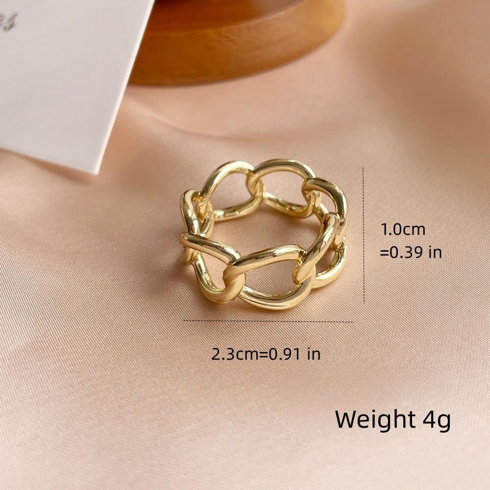 Anillo Broche de Bufanda de Seda Oro con Cadena de Enlace 1x2.3cm