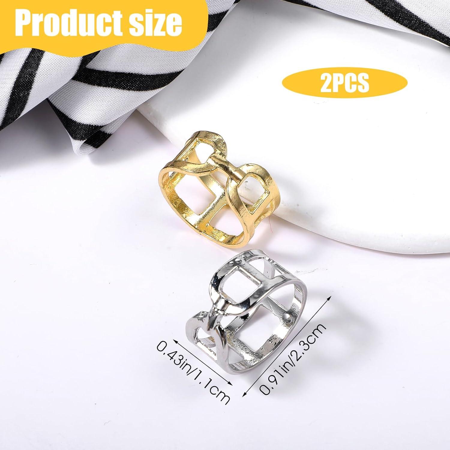 Anillos de Bufanda Bremorou 2 Pcs Oro Plata Elegantes