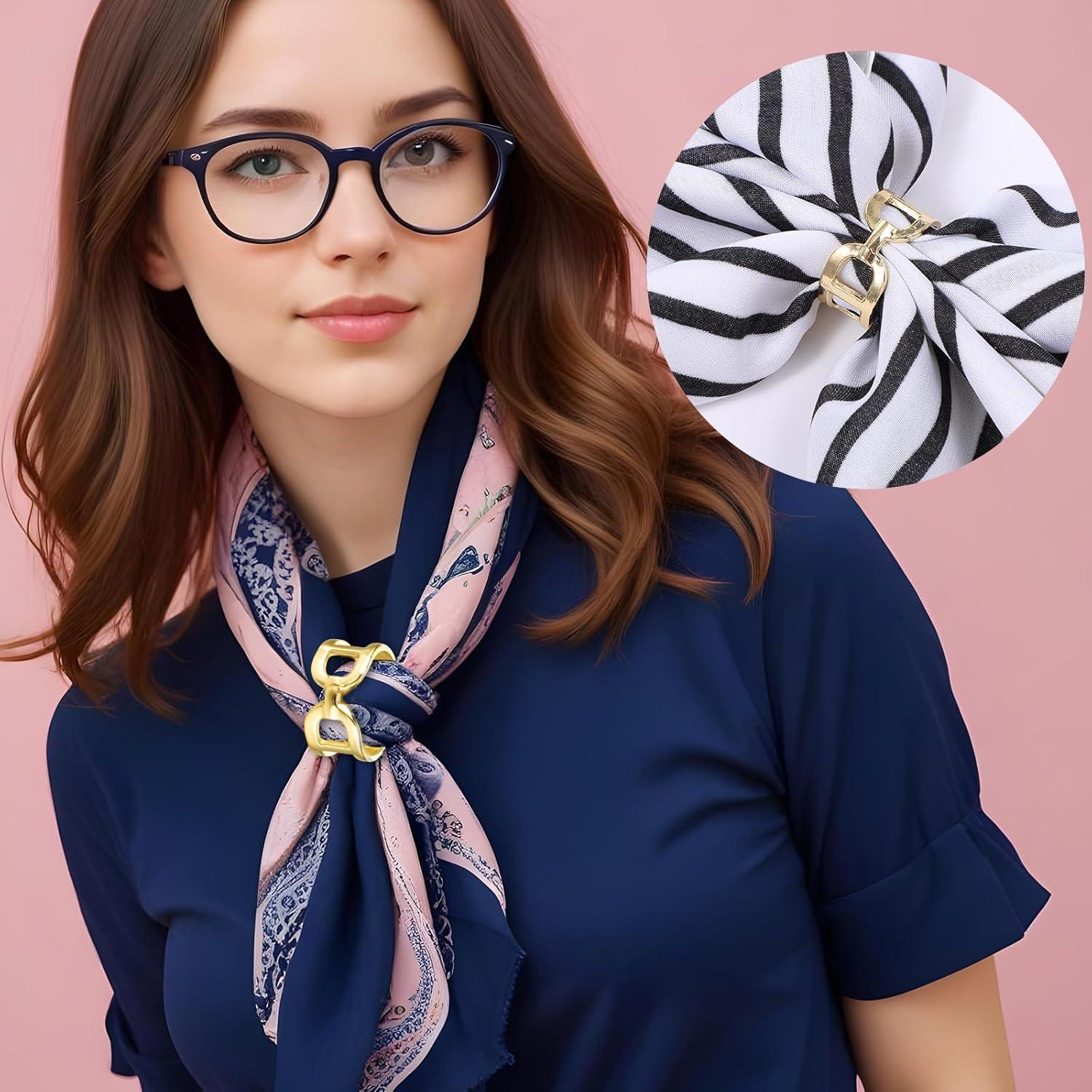 Anillos de Bufanda Bremorou 2 Pcs Oro Plata Elegantes