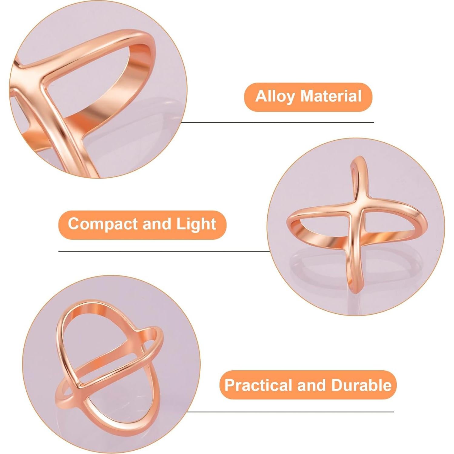 Anillos de Bufanda Joez Clips de Bufanda en Oro, Plata y Rosa