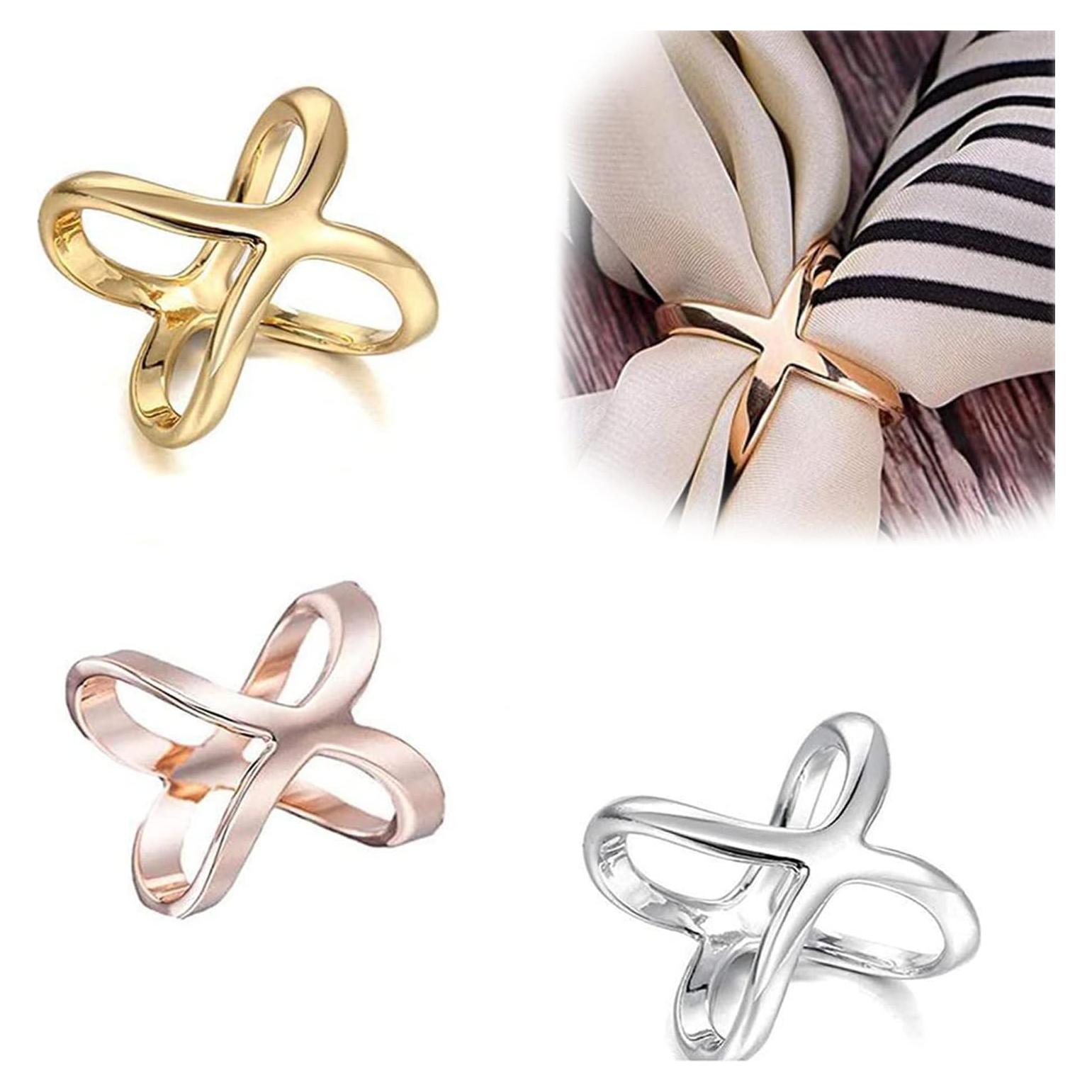 Anillos de Clip para Bufanda JANCAN 3 Pcs Elegantes en X