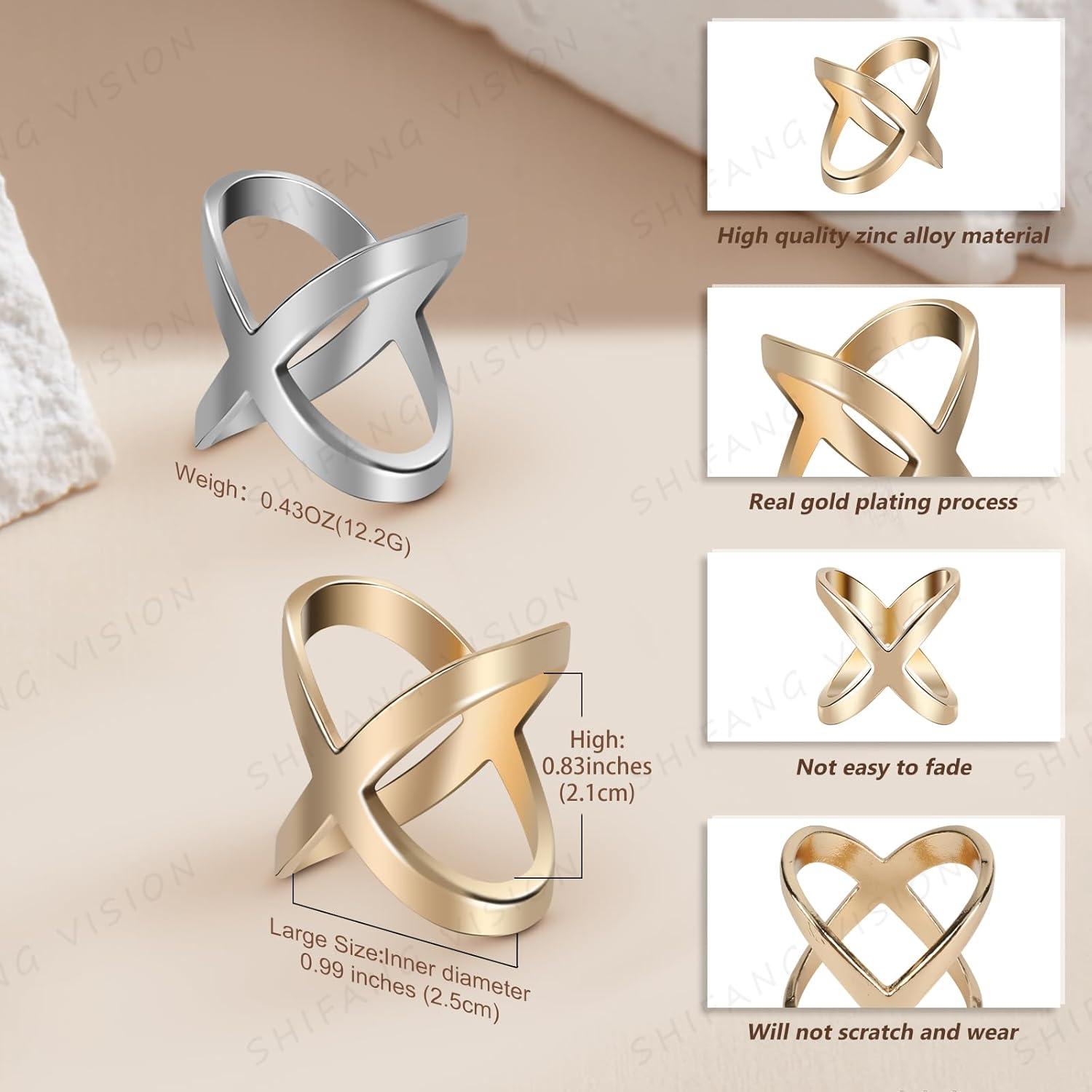 Anillo de Bufanda SYWDUDUCLT para Mujeres - Oro y Plata, 2 Pcs