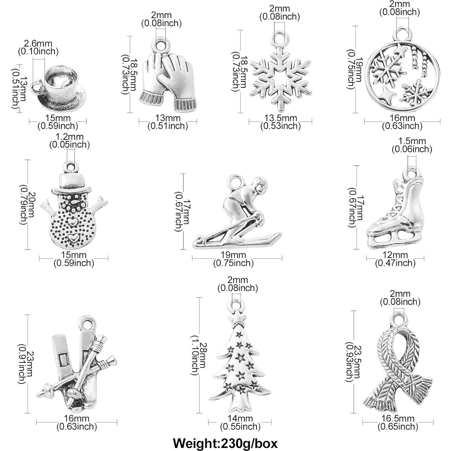 50 Pcs Encantos de Esquís de Invierno LiQunSweet DIY Joyería