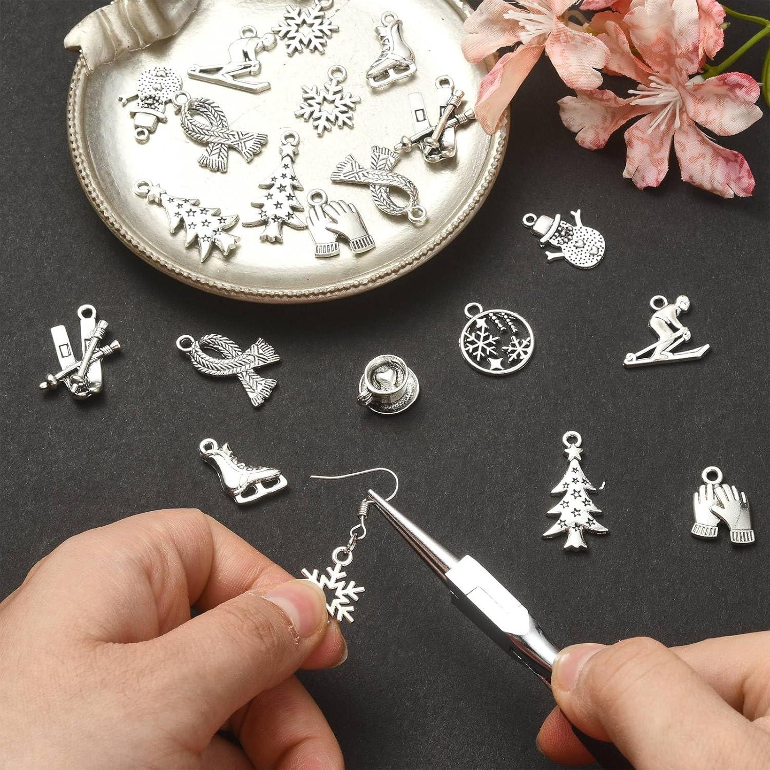 50 Pcs Encantos de Esquís de Invierno LiQunSweet DIY Joyería