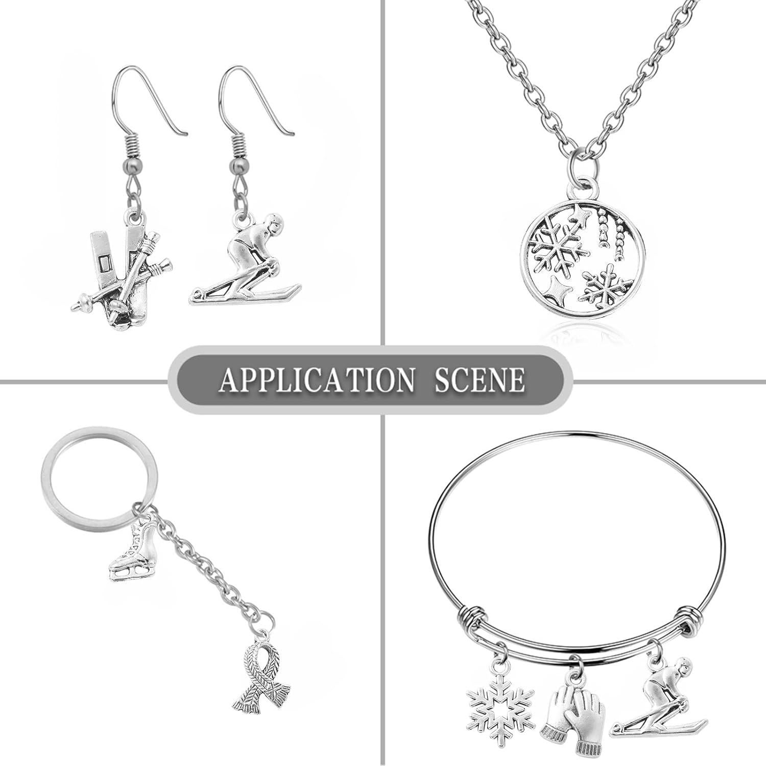 50 Pcs Encantos de Esquís de Invierno LiQunSweet DIY Joyería