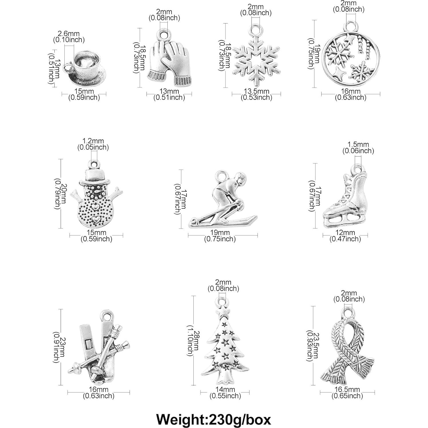 50 Pcs Encantos de Esquís de Invierno LiQunSweet DIY Joyería