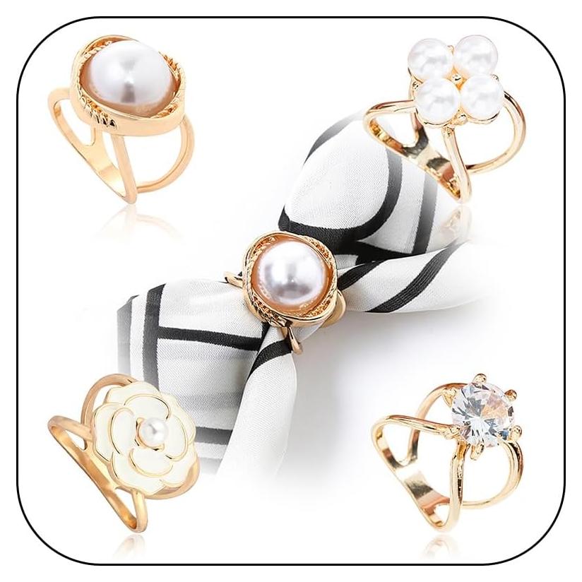 Anillo de Bufanda de Perla YANCHUN 4 Piezas para Mujeres